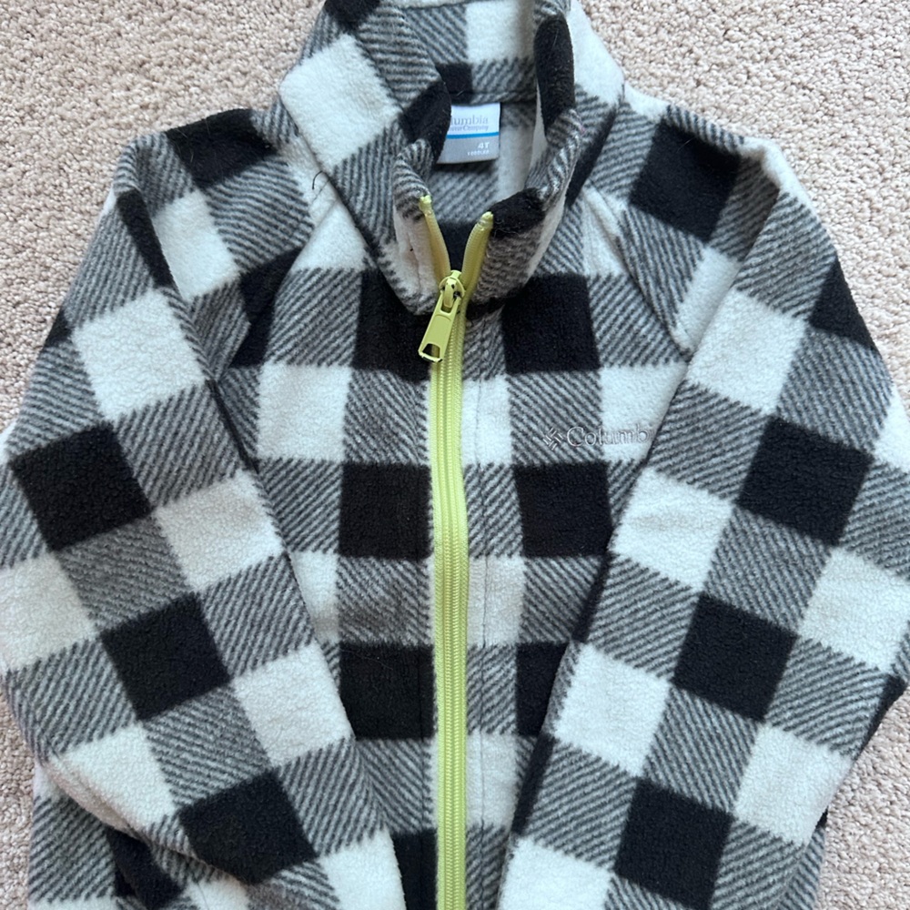 Columbia  Black and White Plaid Fleece Jacket